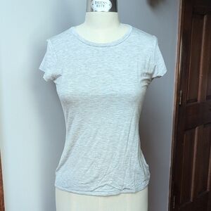 Express Gray Fitted Cap Sleeve T-Shirt